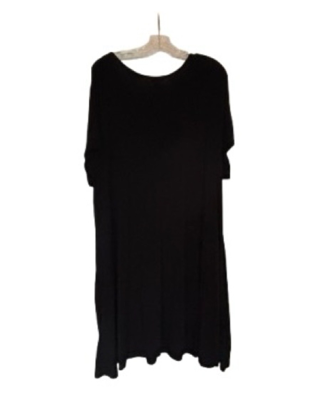 Falls Creek Black Scoop Neck T-Shirt Dress A-Line Soft Flowy Cover-Up 2X NWOT
